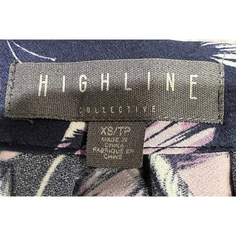 HIGHLINE Womens Skirt XS Navy Floral Pleated Straight Above Knee Flowers